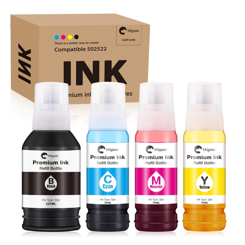 Hiipoo Compatible 502 T502 Refill Ink Bottles Replacement for ET-2750 ET2760 ET-2850 ET-2800 ET-3750 ET-3850 ET-3760 ET-4850 ET-2803 ET-4800 ET-3700 ET-15000 Printer - Image 1